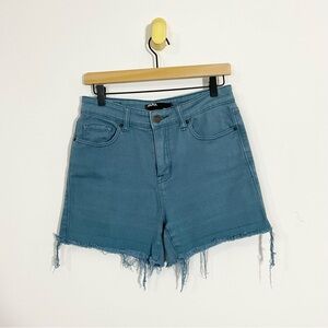BDG Urban Outfitters Teal Blue High Rise Raw Hem Frayed Denim Shorts